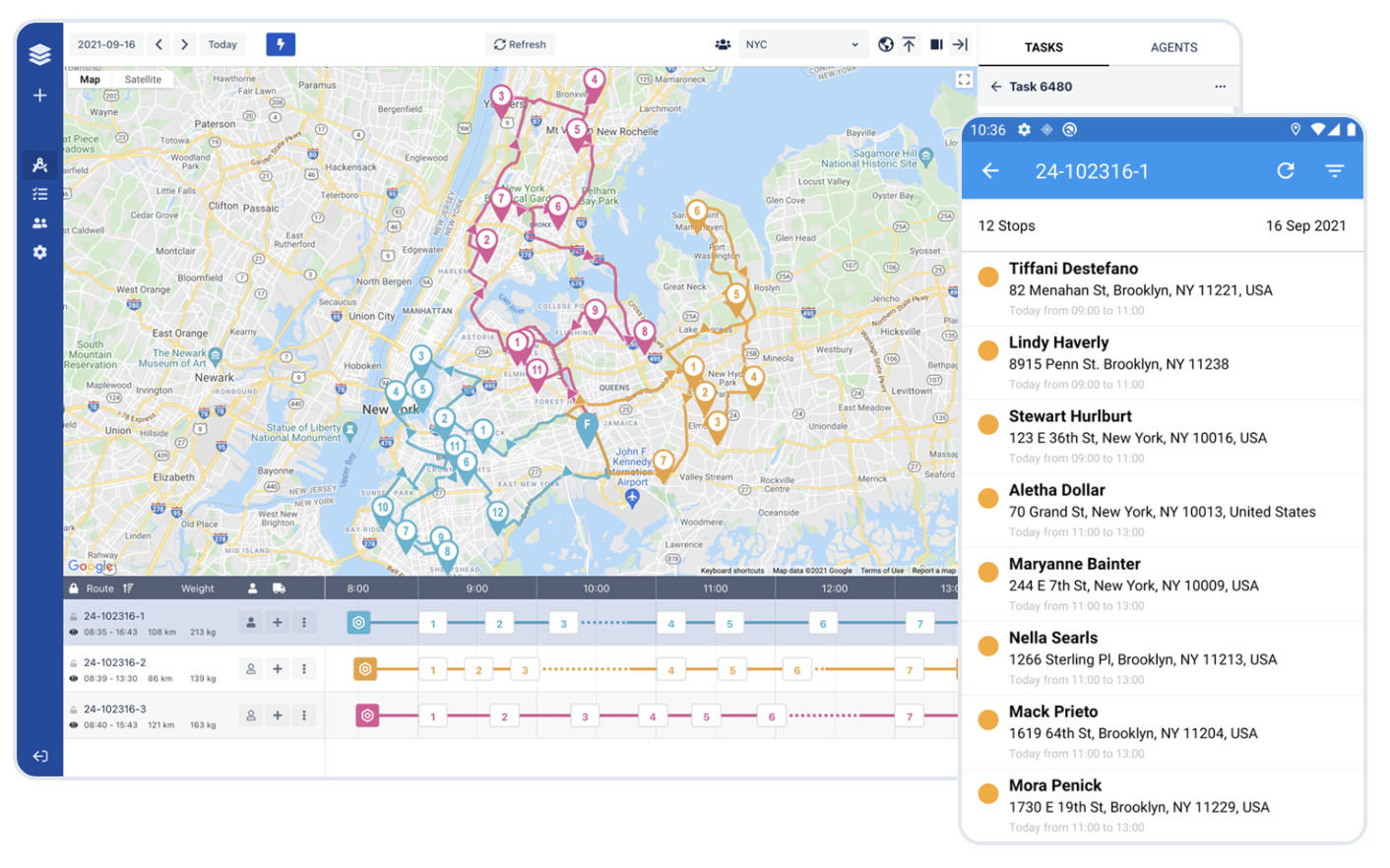 ufleet dashboard and ufleet driver app screenshots