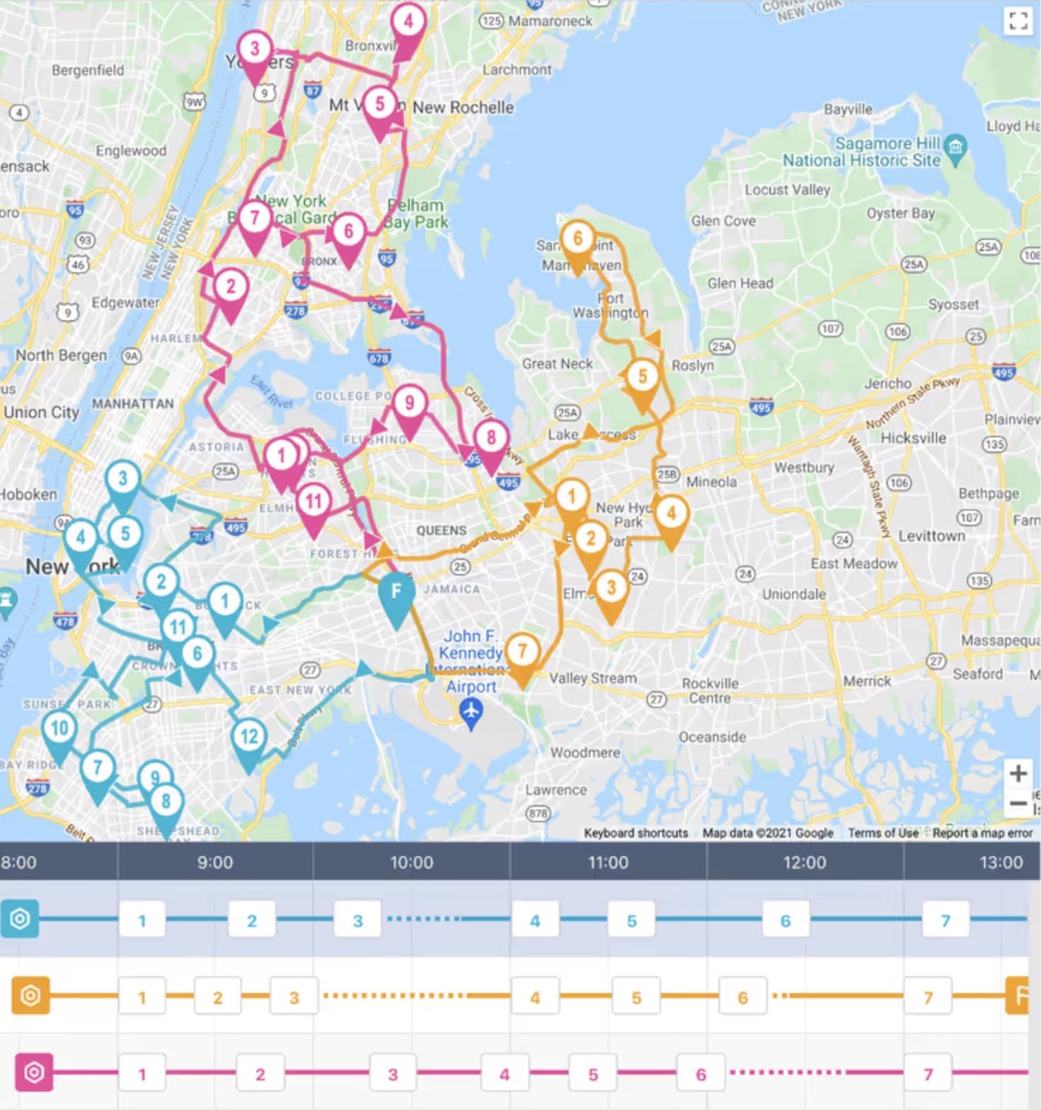 screenshot of ufleet route optimization